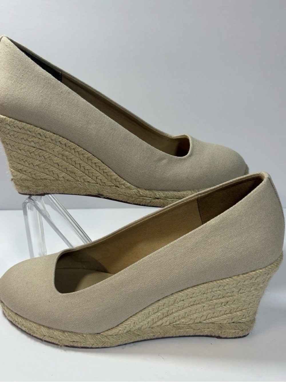 J Crew Beige Canvas Espadrille Wedge Pumps - Women